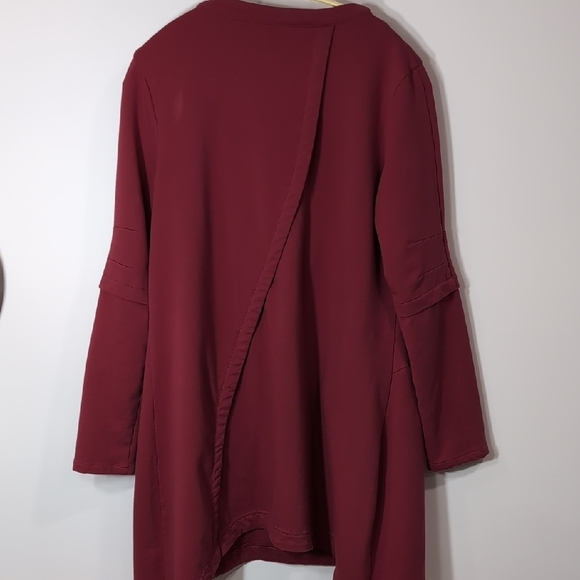 Handmade Dark Red Long Sleeve Stretchy Tunic Dress With Pocket Size M - Picture 6 of 9